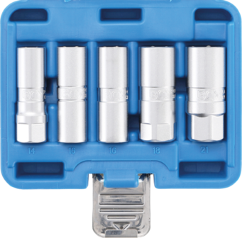 Serie di bussole esagonali per candele 12,5 mm (1/2) 14 - 21 mm 5 pz