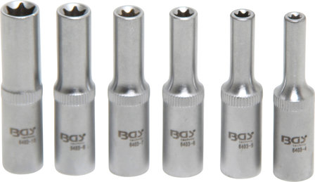 Serie di bussole profilo E, profonde 6,3 mm (1/4) E4 - E10 6 pz