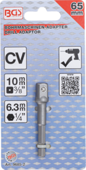 Adattatore per trapano attacco esagono esterno 6,3 mm (1/4) / esagono interno 10 mm (3/8)