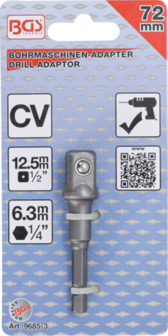 Adattatore per trapano attacco esagono esterno 6,3 mm (1/4) / esagono interno 12,5 mm (1/2)