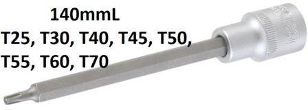 Chiave a bussola lunghezza 140 mm 12,5 mm (1/2) profilo a T (per Torx) T25 - T70