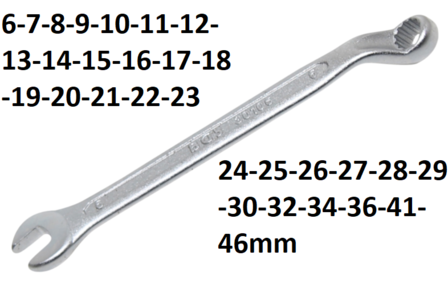 Chiave combinata anello-forchetta, piegata 6-46mm