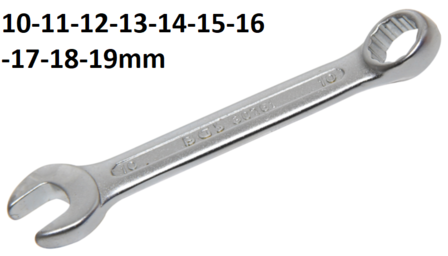 Chiave combinata anello-forchetta, extra corta Metrico sciolto 10 - 19mm