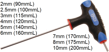 Cacciavite con impugnatura a T esagono interno 2mm - 10mm