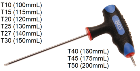 Cacciavite con impugnatura a T profilo a T (per Torx) T10 - T50