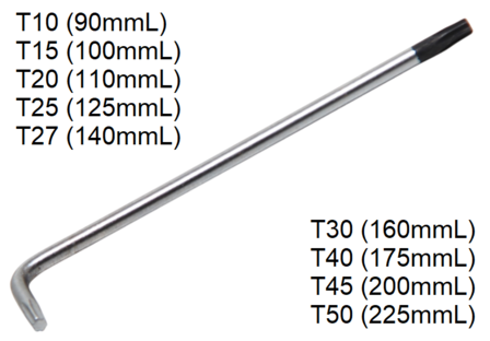 Chiave a T extra lunga (per Torx) con/senza foratura