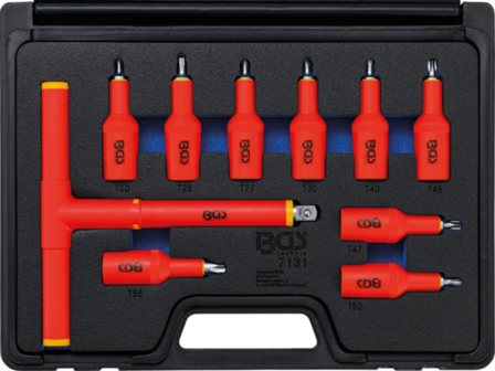 Serie di chiavi a bussola per elettricisti 12,5 mm (1/2) profilo a T (per Torx) T20 - T55 10 pz