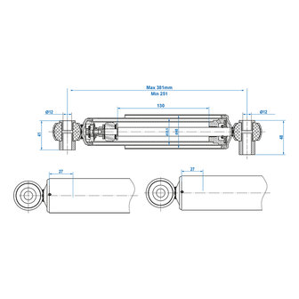 Set di 2 ammortizzatori 1300-1800kg CC=250-380