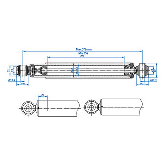 Ammortizzatore adatto per Boge BPW Hahn Peitz 1500-3000kg CC 350-580 1 pezzo