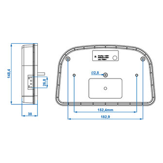 Fanale posteriore 6 funzioni 240x150mm LED destro