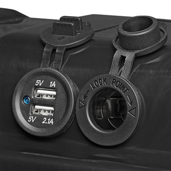 Scatola batteria 35x18x20cm 2x USB - 1x presa 12V - Voltmetro