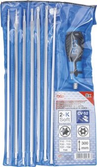 Serie di cacciaviti con lame intercambiabili profilo a T (per Torx) / profilo a T (per Torx Plus) con alesatura 8 pz