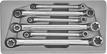 Set chiavi a doppio anello Torx 6 pezzi 75 curvo