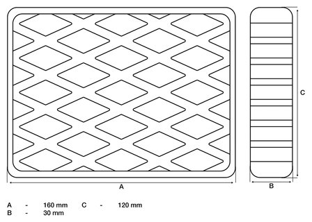 Tampone in gomma per piattaforme di sollevamento 160 x 120 x 30 mm