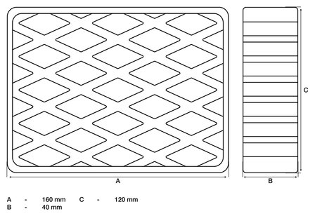 Tampone in gomma per piattaforme di sollevamento 160 x 120 x 40 mm