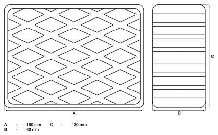 Tampone in gomma per piattaforme di sollevamento 160 x 120 x 60 mm