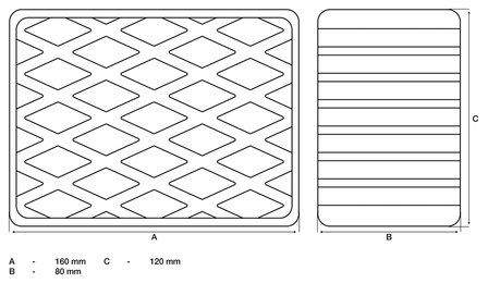 Tampone in gomma per piattaforme di sollevamento 160 x 120 x 80 mm