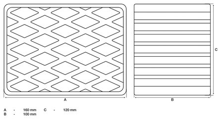 Tampone in gomma per piattaforme di sollevamento 160 x 120 x 100 mm