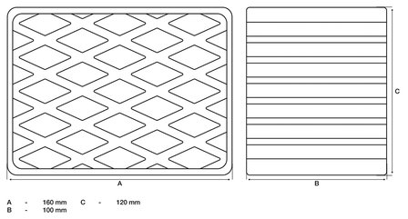 Tampone in gomma per piattaforme di sollevamento 160 x 120 x 100 mm