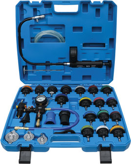 Set per test pressione sistemi di raffreddamento incl. strumenti di riempimento 28 pz