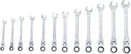 Serie di chiavi combinate a cricchetto teste flessibili 8 - 19 mm 12 pz