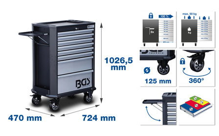 Carrello portautensili 8 cassetti con 296 utensili