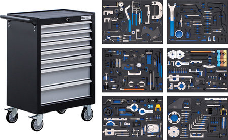 Carrello portautensili 7 cassetti set di manutenzione motore