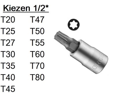 Porta bit Torx 1/2 T20-T80