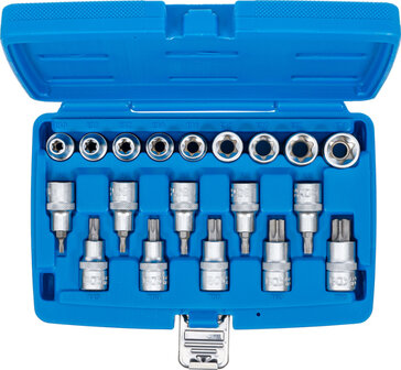 Set chiavi a bussola 12,5 mm (1/2) profilo a E / T (per Torx) 19 pz