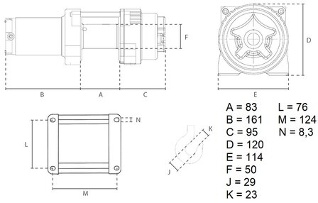 Argano di traino CC 12 Volt 1,36 tonnellate