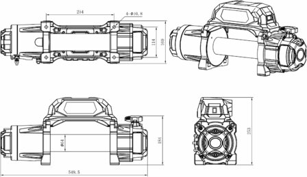 Verricello 12V, 5443kg 4,95kw 26m senza fili