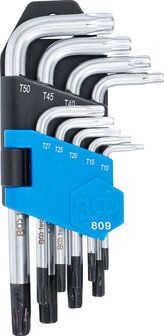 Serie di chiavi ad angolo corte profilo a T (per Torx) con alesatura T10 - T50 9 pz