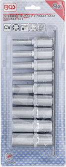 Serie di bussole profilo E, profonde 12,5 mm (1/2) E10 - E24 9 pz