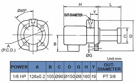 Pompa per refrigerante, 130 mm, 0,15 kw, 230v