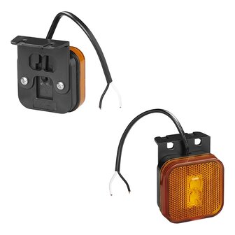 Luce di posizione laterale 12 24V arancione 65 x 65 mm LED con supporto