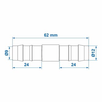 Raccordo tubo dritto 12mm al pezzo