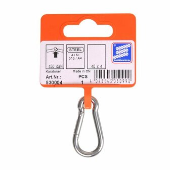 Moschettone 40x4mm  acciaio inox A4 AISI 316  450 daN