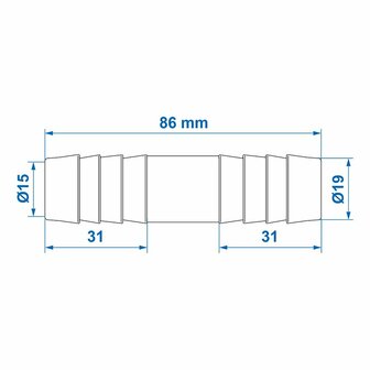Raccordo tubo dritto 19mm al pezzo