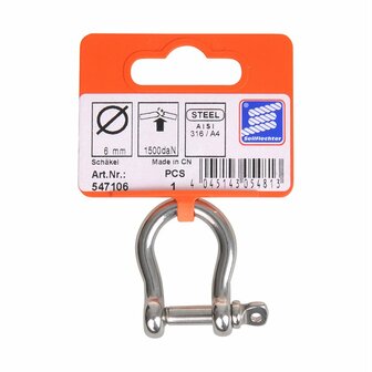 Chiusura arpa corta 6mm  acciaio inox A4 AISI 316  1.500 daN