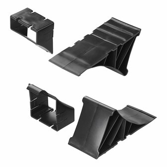 Cunei fermaruota in plastica nera incl. titolare