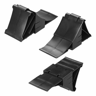 Cunei fermaruota in plastica nera incl. titolare