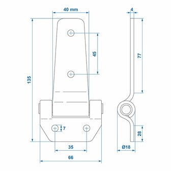 Cerniera a farfalla 135x65mm