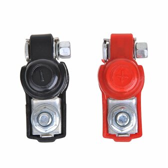 Set di morsetti per batteria (+) e (-) con protezione in plastica rosso nero