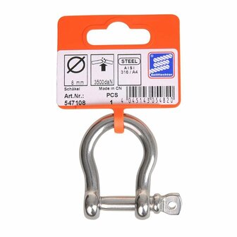 Chiusura arpa corta 8mm  acciaio inox A4 AISI 316  3.500 daN