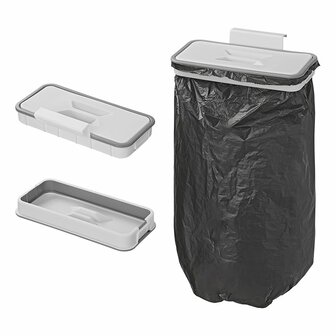 Supporto per sacco della spazzatura con coperchio da montare sulla porta