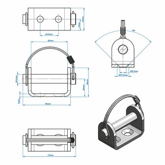 Supporto cerniera a ribalta 12mm SPP UZ-02A V.1