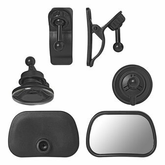 Specchietto retrovisore interno con ventosa e clip