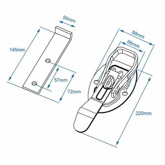 Chiusura a leva 220x40mm + controparte