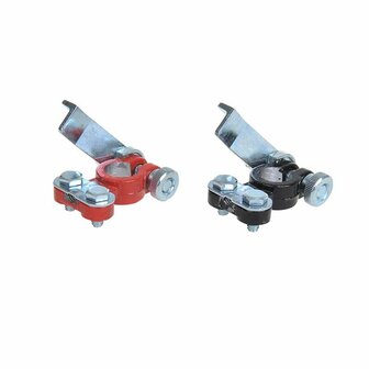 Set di morsetti per batteria (+) e (-) con sgancio rapido rosso nero