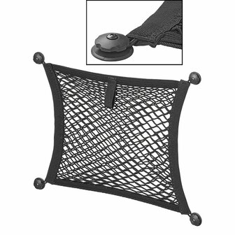 Rete portaoggetti elastica doppia 40x34cm con fissaggio autoadesivo e a vite